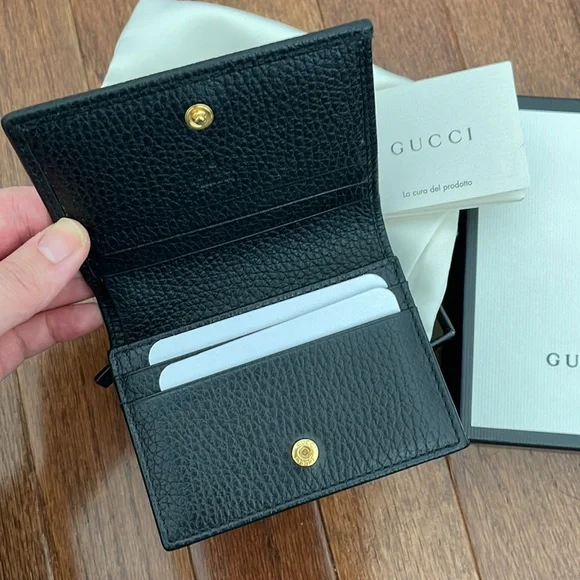 Gucci Leather Card Case Wallet Black - Picture 4 of 8